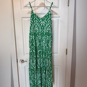 Chic Green & white Patterned Maxi Dress
